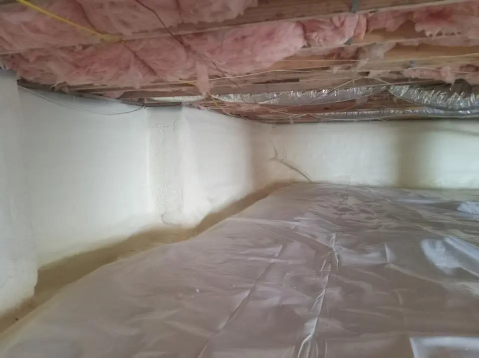 Crawl space encapsulation with closed-cell spray foam for Spray Foam Roofing in Newport
